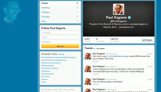 Paul Kagame on Twitter