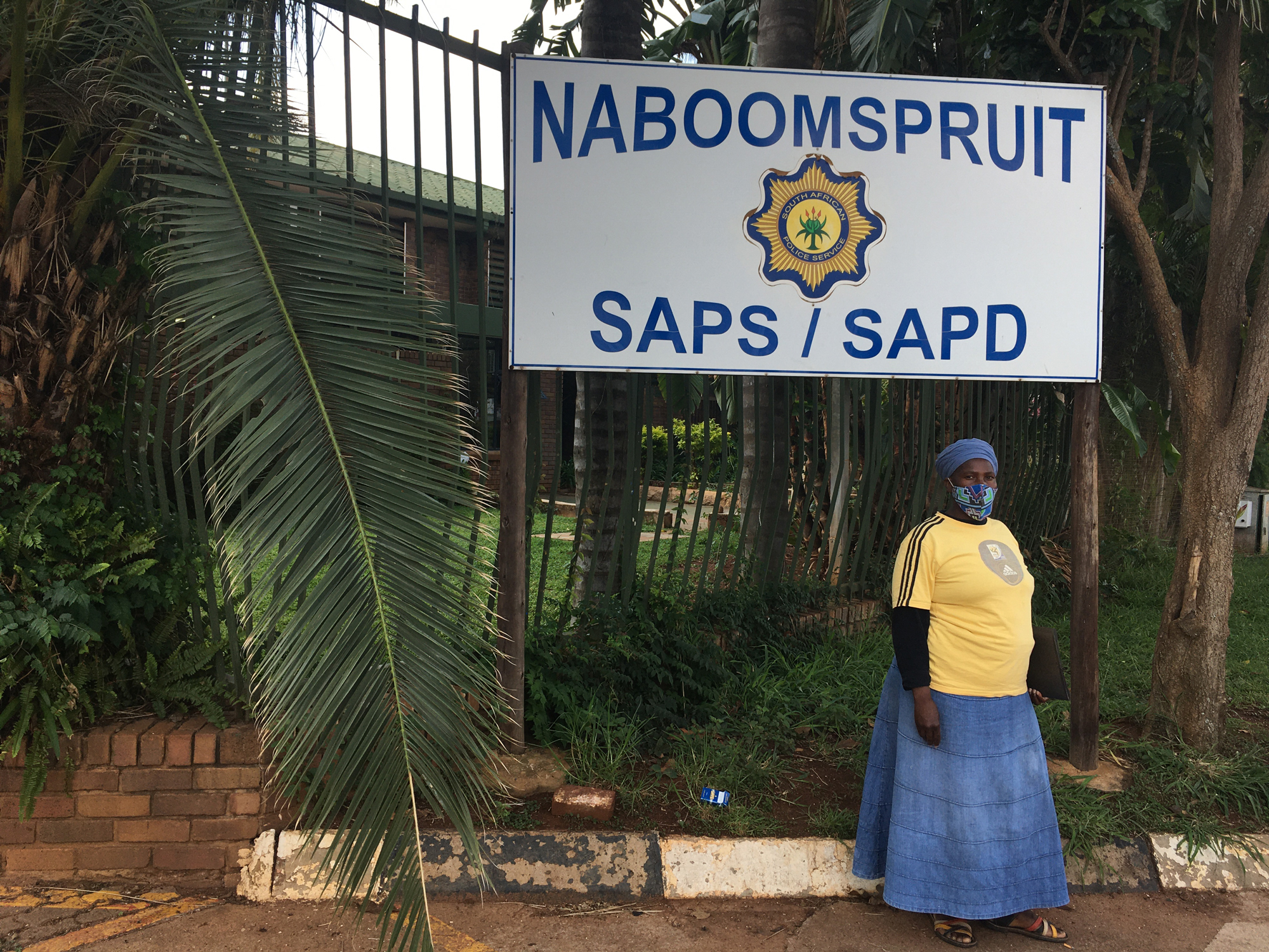 Catherine Ndlovu outside Naboomspruit police station