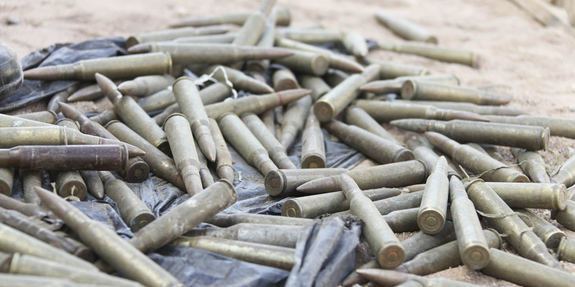   Bullets left behind by the al shabaab after the town of Bula Burde was liberated by AMISOM forces on 16th March 2014. AU UN IST PHOTO / Ilyas A. Abukar